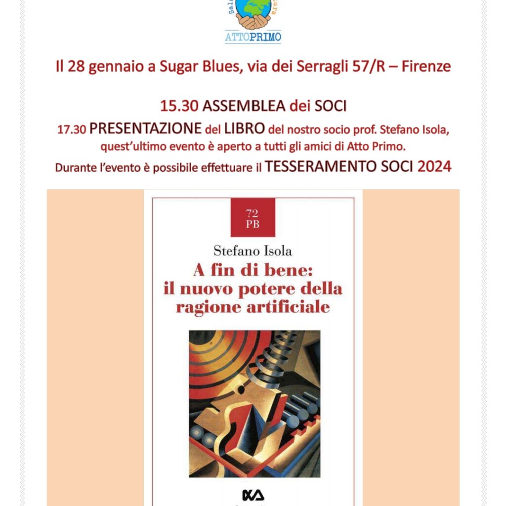 campagna tesseramento soci e presentazione libro Stefano Isola A fin di bene